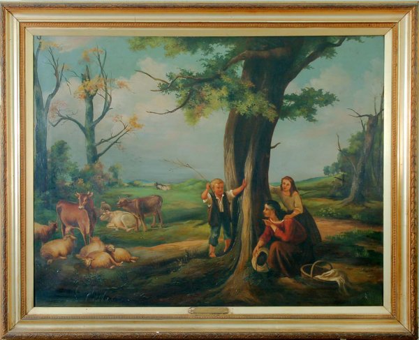 Appraisal: English School th century Painting Oil on canvas Genre scene