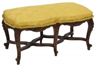 Appraisal: LOUIS XV STYLE UPHOLSTERED BENCH Louis XV style end of