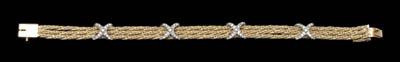 Appraisal: Diamond and gold bracelet three braided kt yellow gold strands