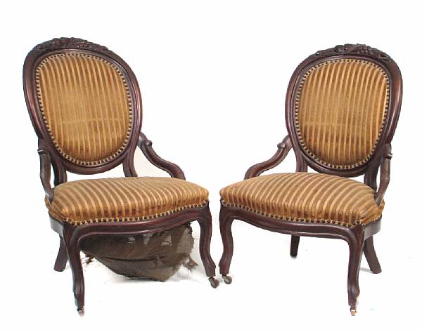 Appraisal: A pair of American mahogany side chairs height in width