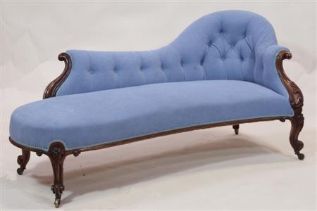 Appraisal: A Victorian rosewood button back chaise longue the arched back