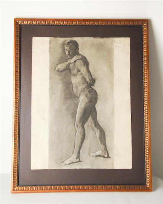 Appraisal: Artist Unknown Study of Nude Man Graphite on paper Illegibly