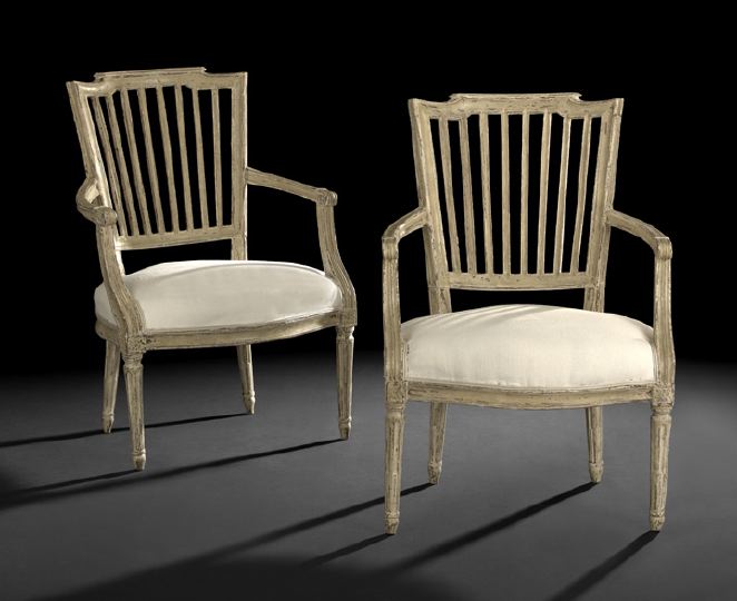 Appraisal: Pair of Provincial Continental Polychromed Fauteuils early th century each