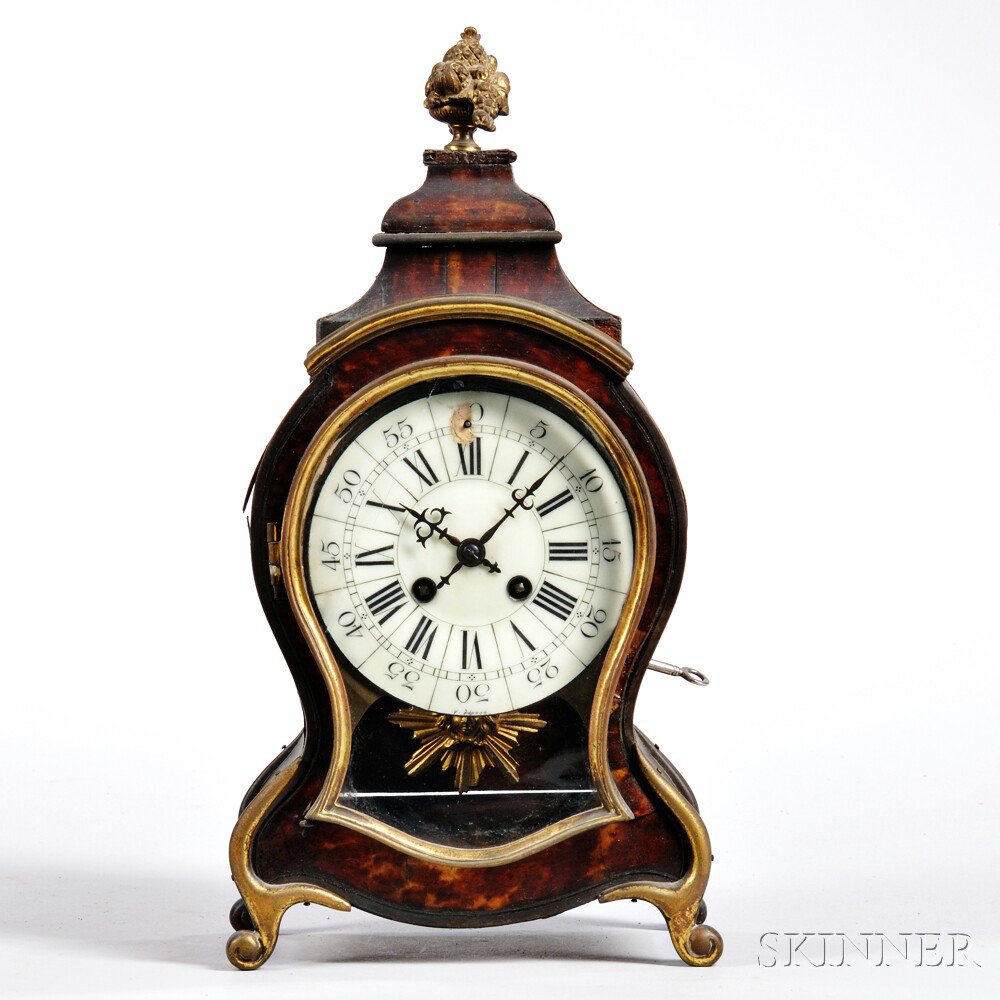 Appraisal: Neuchatel Faux Tortoiseshell Shelf Clock Japy Freres France c with