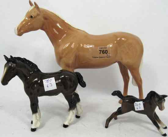 Appraisal: Beswick Palomino Stallion Brown Shire Foal and Foal