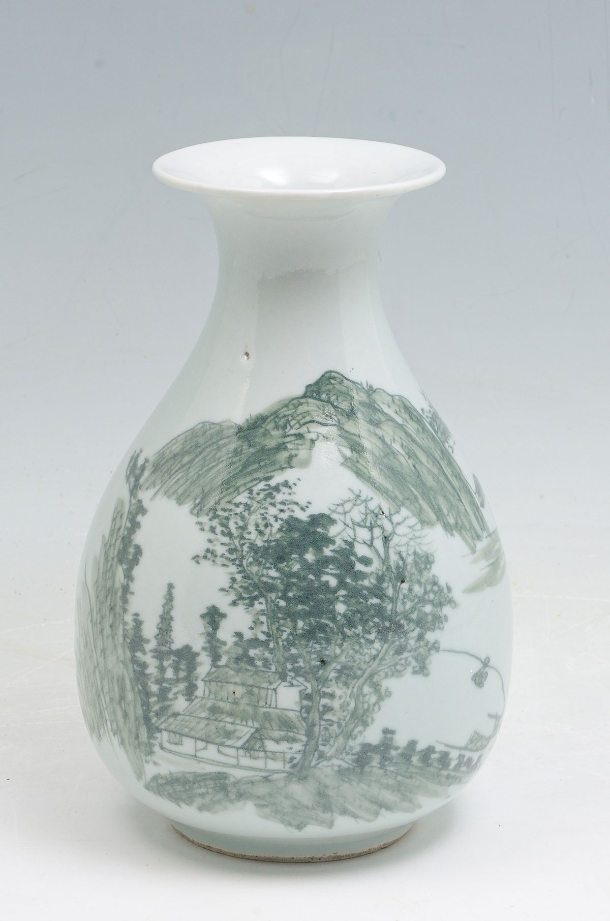 Appraisal: CHINESE GREEN WHITE SCENIC VASE Monochrome Chinese vase having a