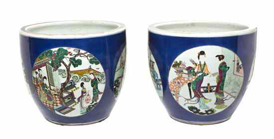 Appraisal: A Pair of Chinese Porcelain Jardinieres th century each with