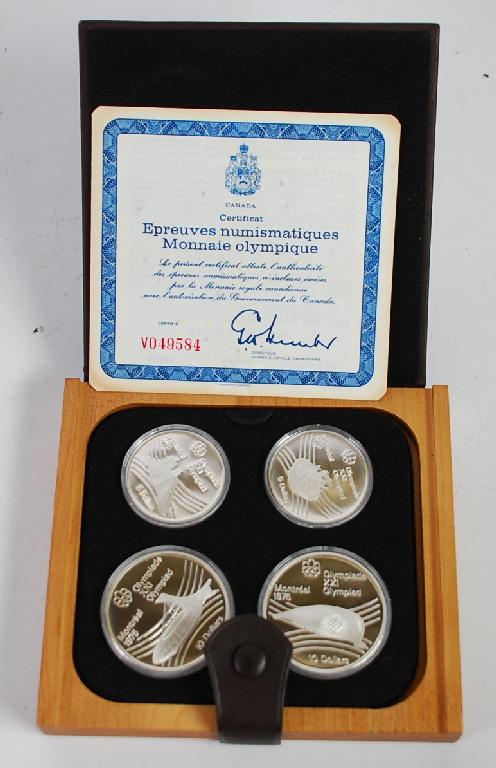 Appraisal: MONTREAL OLYMPIC FOUR SILVER COIN PROOF SET comprising two ten