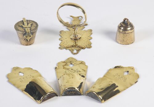 Appraisal: A group of th century brassware including three 'Tak a