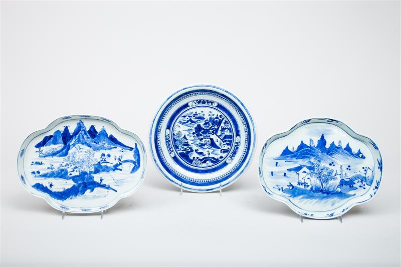 Appraisal: Pair of Chinese Blue and White Porcelain Quatrefoil Trays and