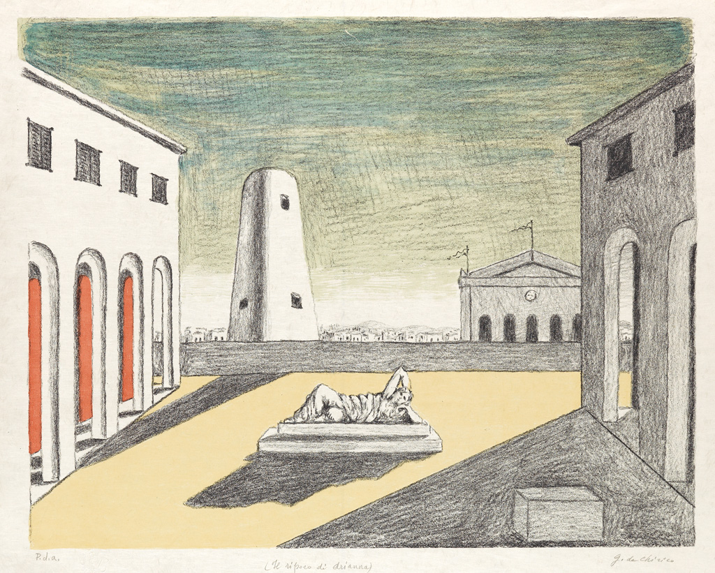 Appraisal: GIORGIO DE CHIRICO Il Riposo di Arianna Color lithograph on