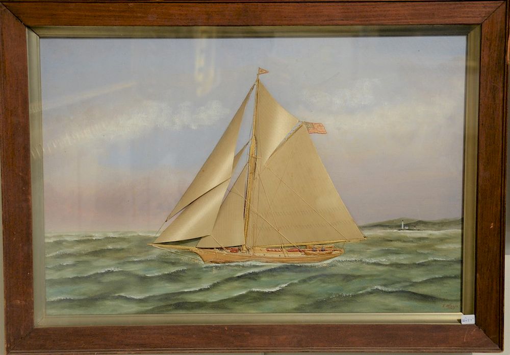 Appraisal: Thomas Willis - mixed media oil and silk Sloop off