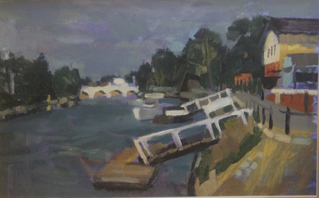 Appraisal: Derek Inwood British - Richmond Bridge titled verso oils on