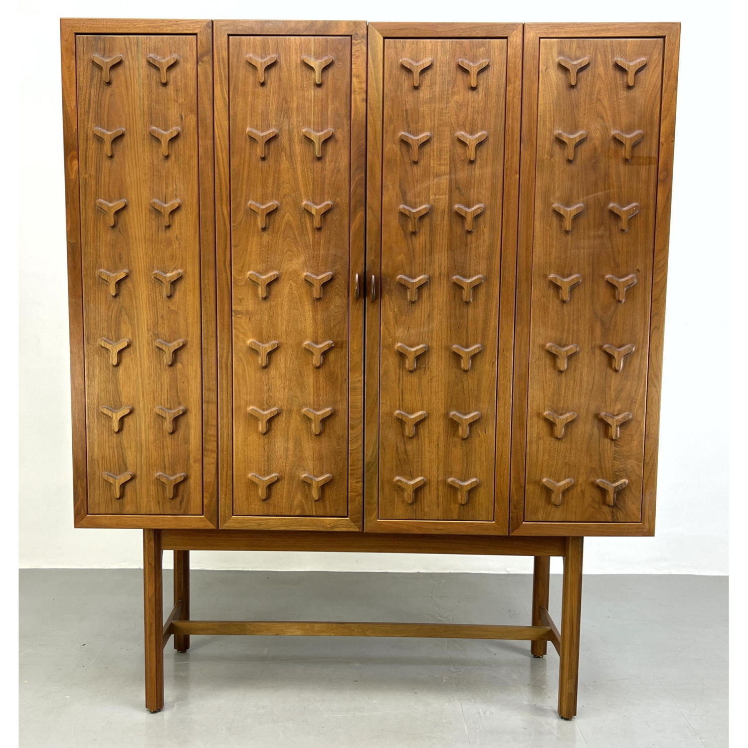 Appraisal: Jorgen Hansen and Jens Thuesen Futura Bar Cabinet Carved walnut