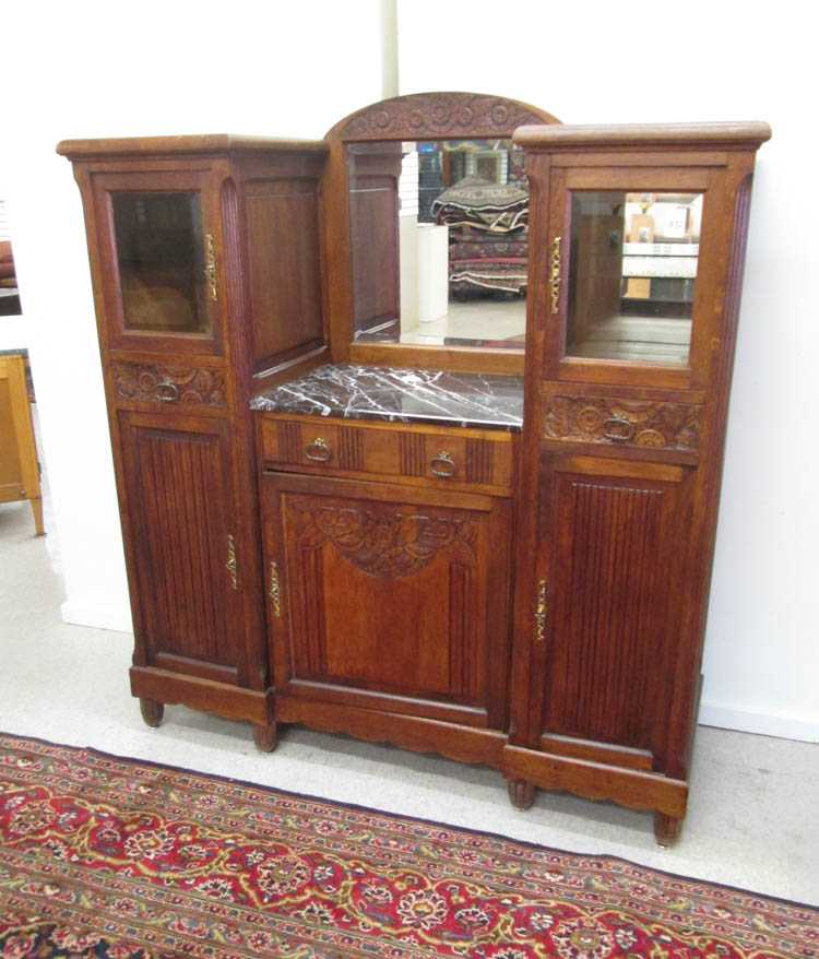 Appraisal: AN OAK SIDEBOARD Belgian early th century in three vertical