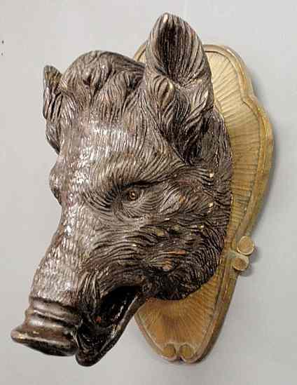 Appraisal: Finely carved Black Forest boar head late th c with