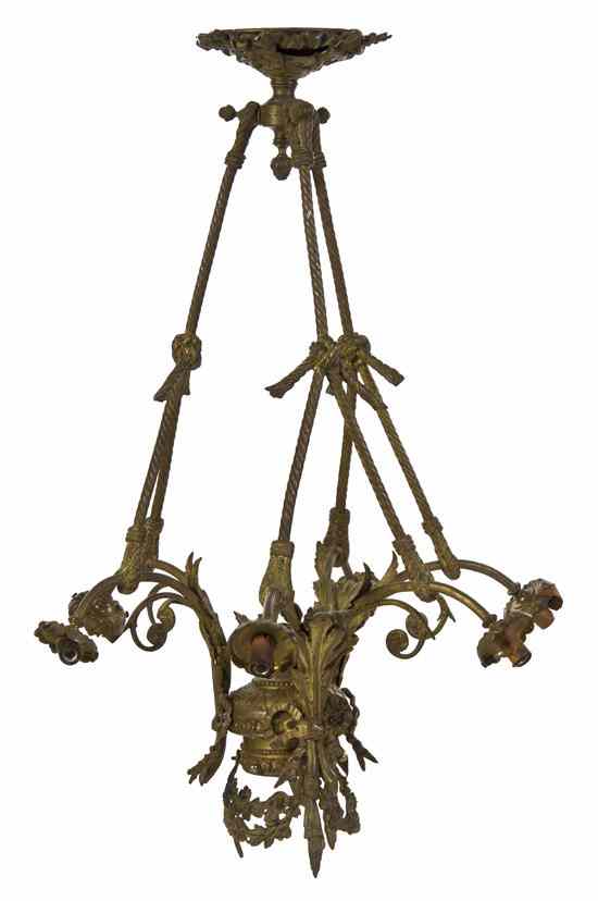 Appraisal: A Neoclassical Gilt Metal Seven-Light Chandelier having three rope and