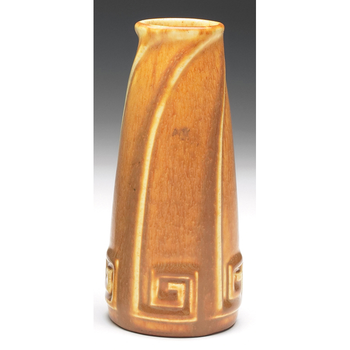 Appraisal: Rookwood vase geometric design tobacco brown matte glaze ''w x