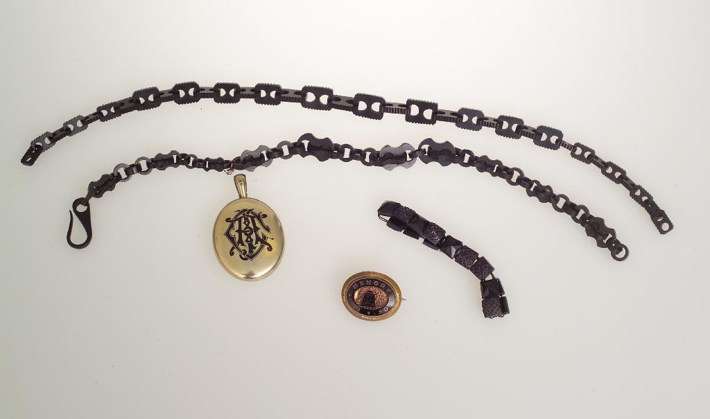 Appraisal: GROUP OF VICTORIAN MOURNING JEWELLERY comprising two jet necklaces and