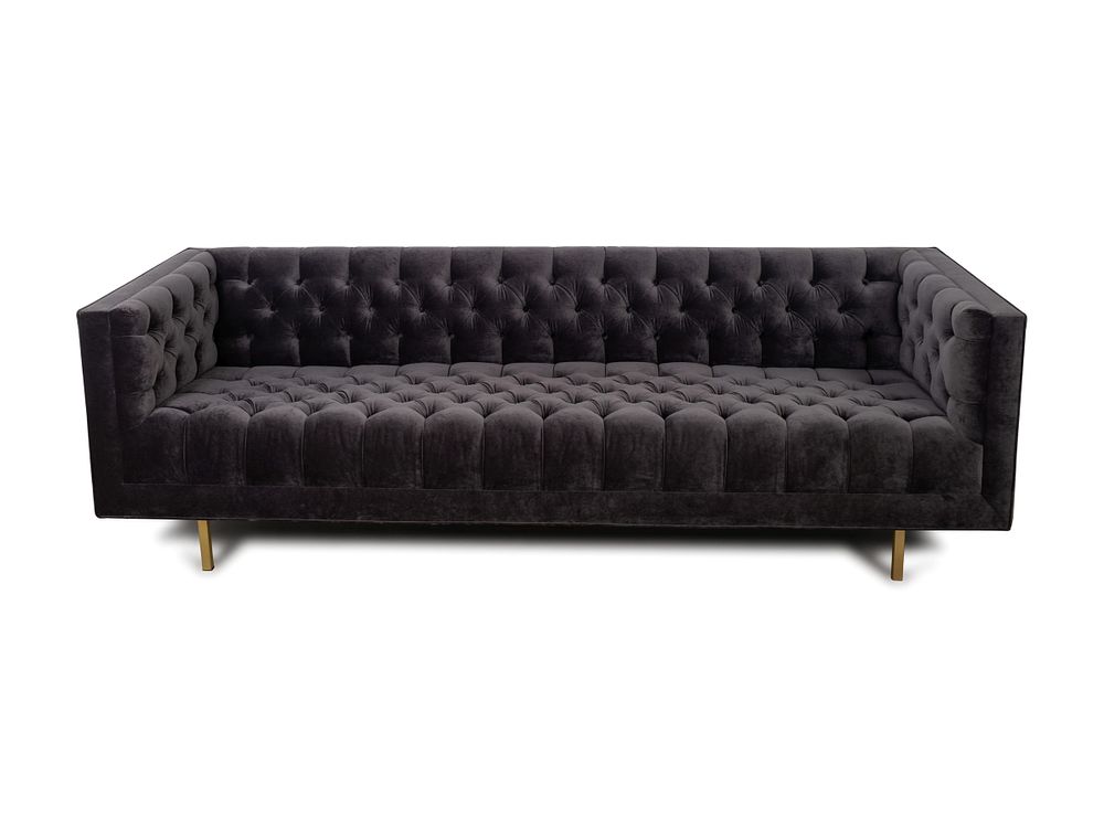 Appraisal: A Contemporary Smokey Grey Tufted Mohair Velvet Sofa Height x