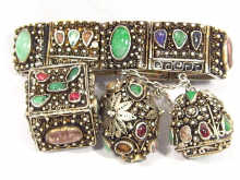 Appraisal: A Chinese silver bracelet set with jade and other semi