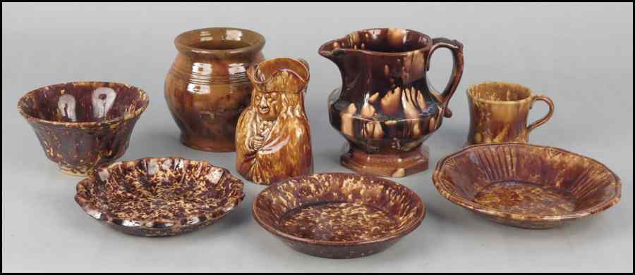 Appraisal: GROUP OF BENNINGTON STYLE POTTERY Comprised of two pitchers plates