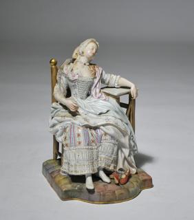 Appraisal: Meissen th C Figurine Meissen th C figurine woman seated