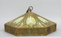 Appraisal: Art Deco Hanging Slag Glass Shade Art deco hexagonal hanging