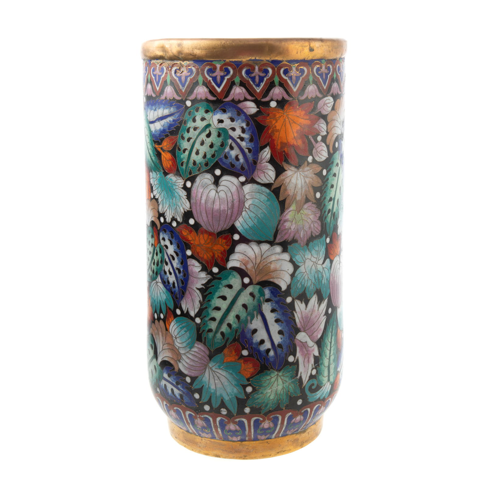 Appraisal: JAPANESE SHIPPO BRASS CLOISONNE VASE x in