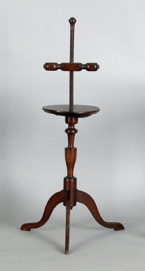 Appraisal: New England maple candlestand ca with an adjustable candleholder h