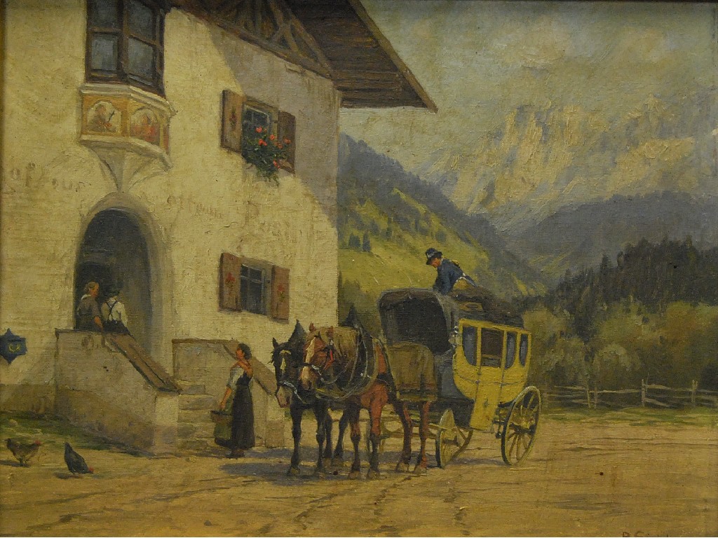 Appraisal: P Eichhorn - Figure and coach outside the auberge 'Vander