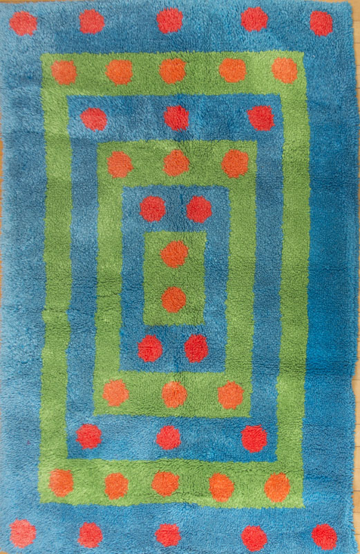 Appraisal: MODERN GREEN AND ORANGE MODERN AREA RUG x in The