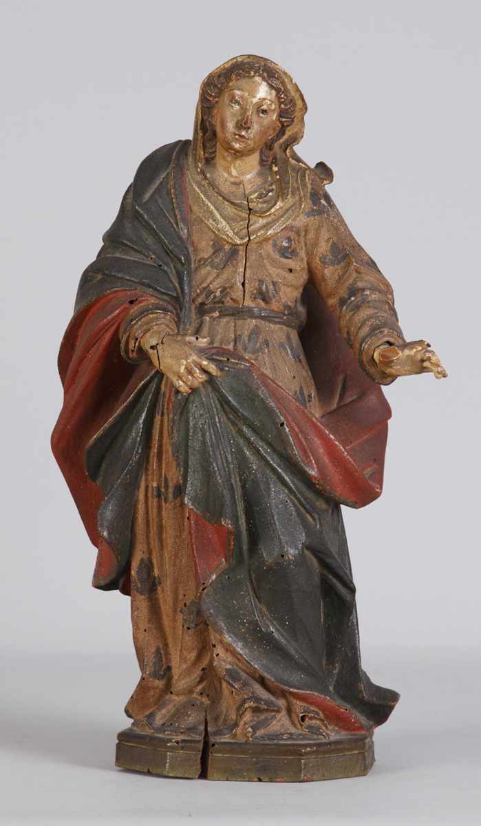 Appraisal: th Century Carved Flemish Figure Early polychrome Santos Strong polychrome