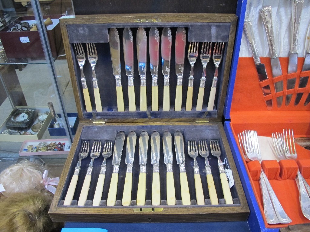 Appraisal: Cased piece fish cutlery set