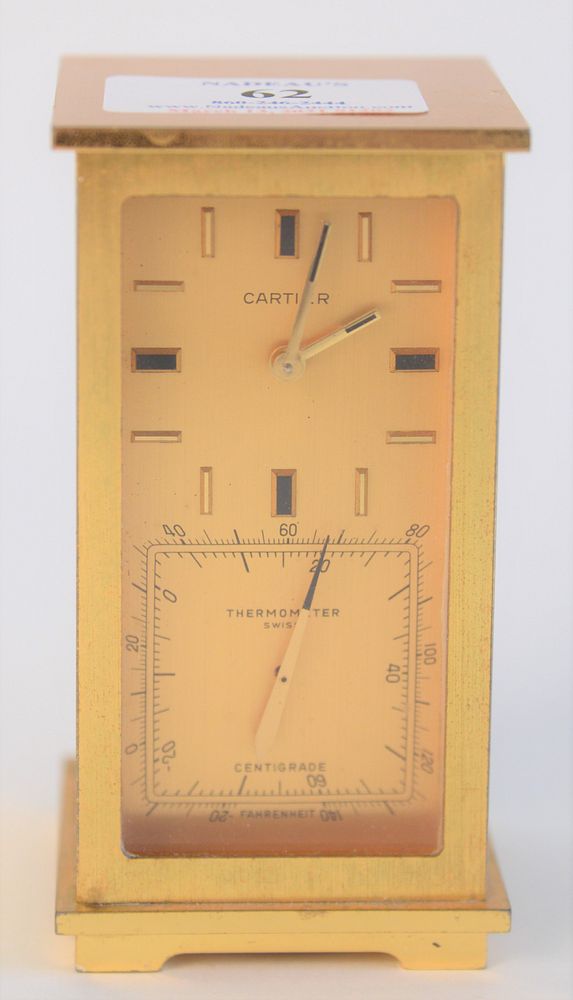 Appraisal: Cartier Brass Partners Desk Clock having a thermometer and hygrometer