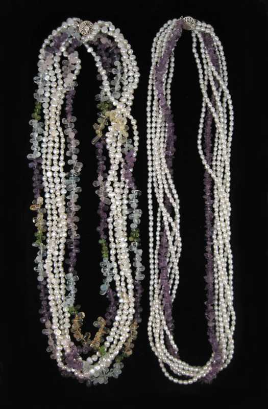 Appraisal: TWO TWISTED MULTI-STRAND NECKLACES including a - inch necklace strung