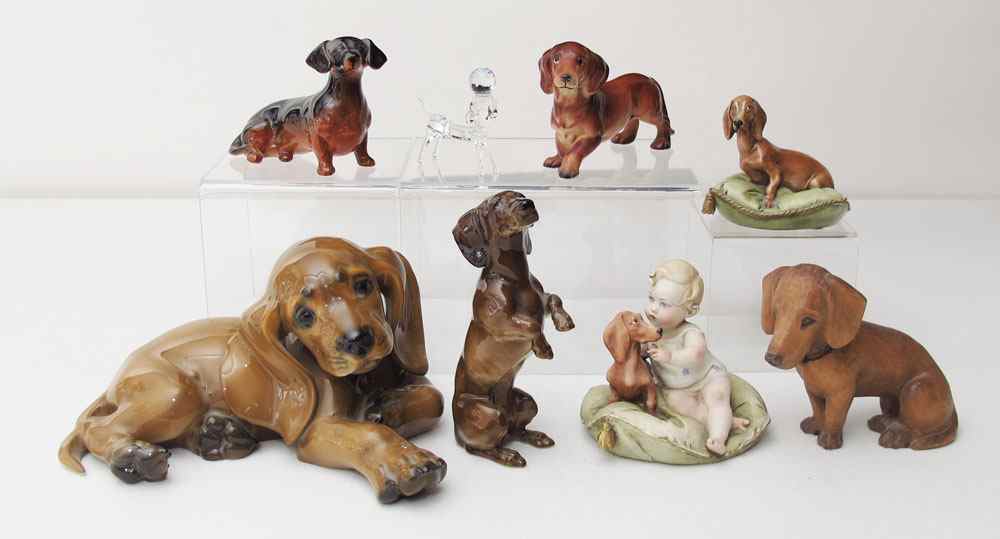 Appraisal: PIECE DACHSHOUND FIGURINES To include Rosenthal puppy '' h x