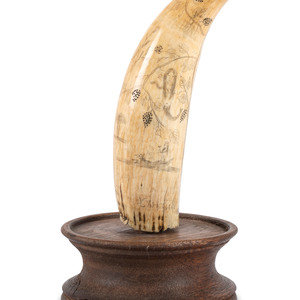 Appraisal: A Scrimshaw Whale's Tooth Mid th Century with grapevine motif