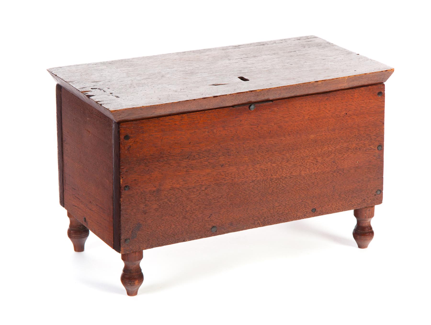 Appraisal: AMERICAN MINIATURE BLANKET CHEST Second half- th century walnut Beautiful