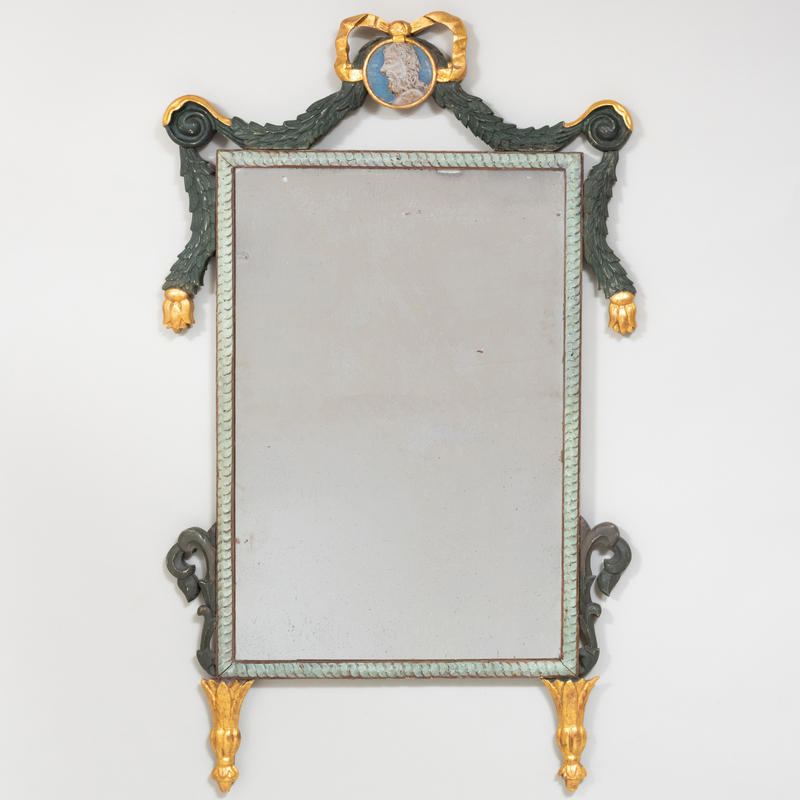 Appraisal: ITALIAN NEOCLASSICAL STYLE PAINTED AND PARCEL-GILT MIRROR x in Condition