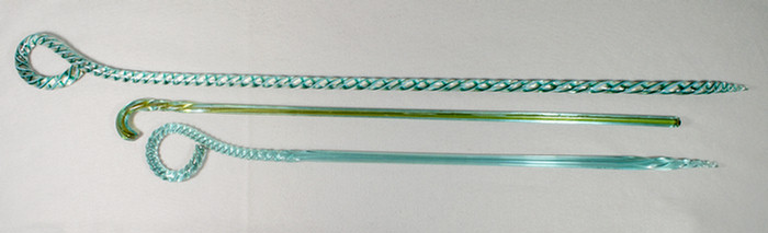 Appraisal: blown glass canes aqua candy cane swirl other aqua to