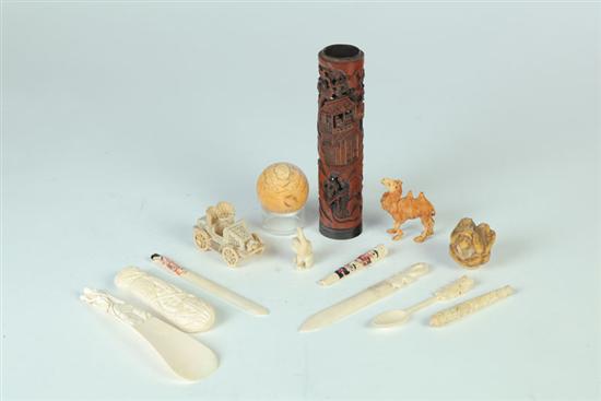 Appraisal: SEVERAL SMALL CARVINGS Asian early th century Twelve pieces of