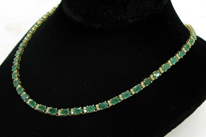 Appraisal: EMERALD DIAMOND AND K GOLD NECKLACE - in length and