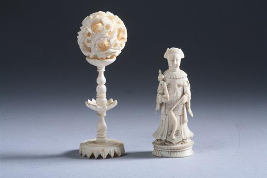 Appraisal: CHINESE IVORY FIGURE OF EMPRESS DRAGON BALL AND STAND -