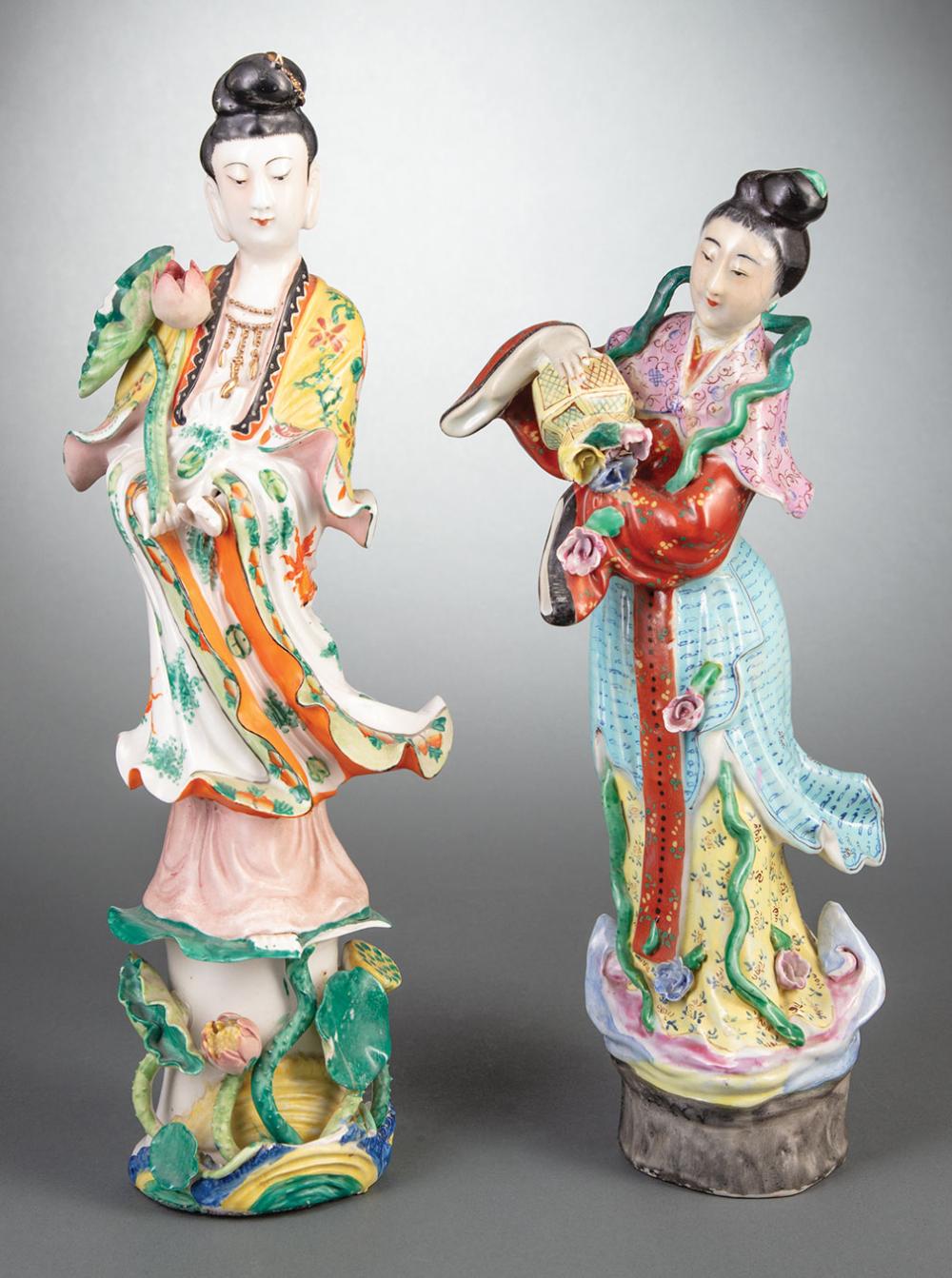 Appraisal: Two Chinese Famille Rose Porcelain Figures th c each stamped