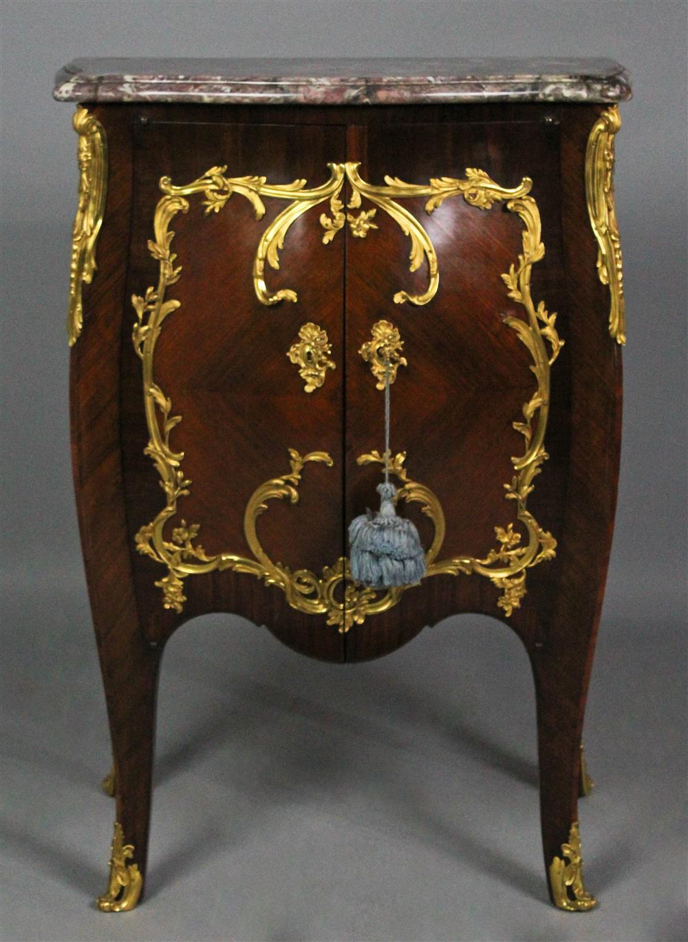 Appraisal: FINE LOUIS XV STYLE ORMOLU MOUNTED KINGWOOD AND MAHOGANY CABINET