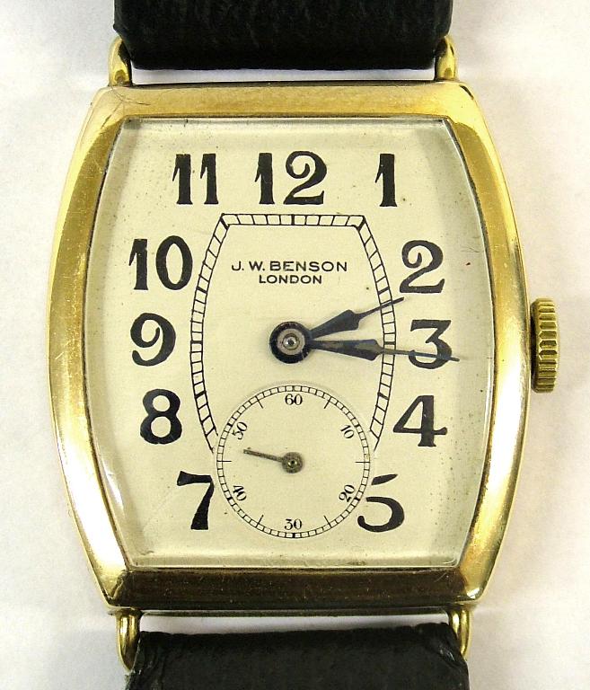 Appraisal: J W Benson 's k barrel cased gentleman's wristwatch the