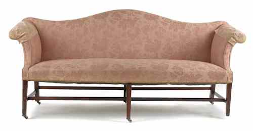 Appraisal: Chippendale mahogany camelback sofa ca h w