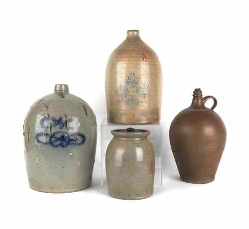 Appraisal: Two American stoneware jugs th c one impressed F H