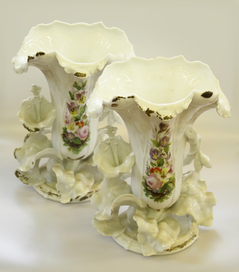 Appraisal: Large Pair of Franco-Bohemian White Porcelain Garniture Vases third quarter